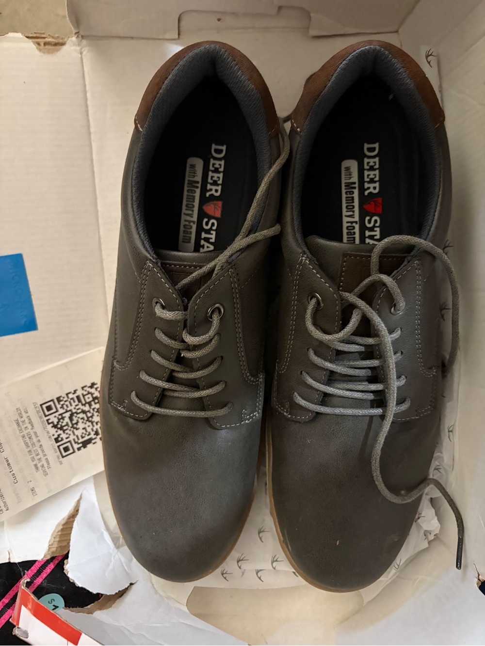 Deer Stags Men's Gray and Brown Lace-Up Oxfords